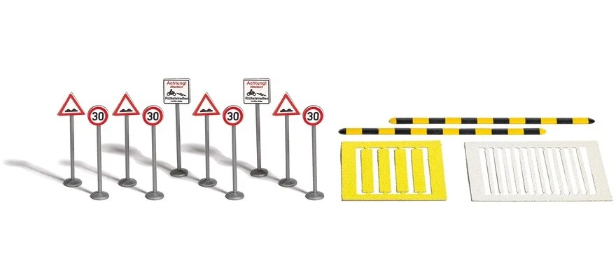BUSCH 1110 HO Scale Vertical Signage And Speed Bumps - Image 1 of 1