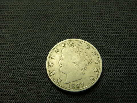 1887 V Liberty  Nickel  part  liberty US Barber Type US coin Cover