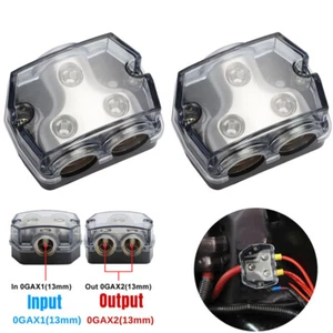 2pcs 0 Gauge Input Output Car Audio Distribution Block 1 In 2 Out Zinc Alloy - Picture 1 of 9