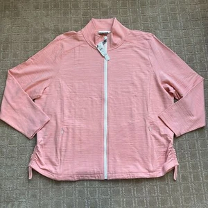 T By Talbots Sun Protection UPF 50 Women Sz 3X Full Zip Jacket Stretch Peach NWT - Picture 1 of 9