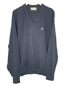 Mens XXL 2XL Blue V-Neck Vintage IZOD Classic Sweater Chunky 90's - Picture 1 of 6