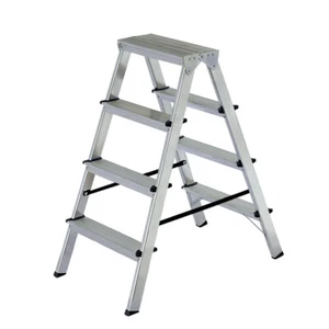 Doppelleiter/Bockleiter aus Alu 2x4 Stufen, max. erreichbare Arbeitshöhe 2865 mm - Bild 1 von 1