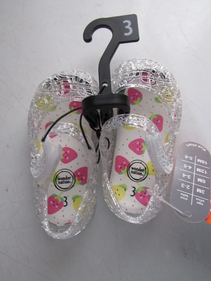 New Wonder Nation Infants Casual Shoe Size 3 Clear Hook and Loop Flat - Imagem 1 de 4