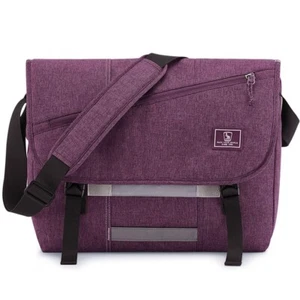 Bolso Mensajero Púrpura Impermeable y Resistente al Desgarro 15.6" Compartimiento para Laptop Ajustable - Imagen 1 de 6