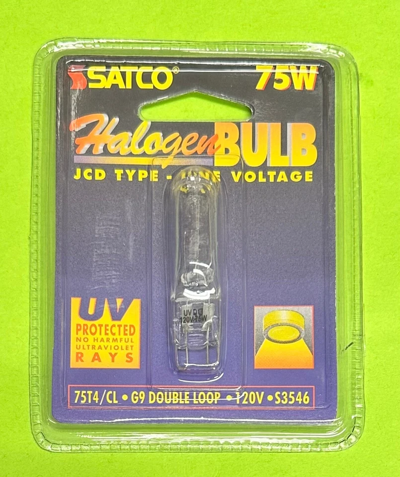 SATCO S3546 75W 120V 75 WATT HALOGN G9 DOUBLE LOOP BASE LIGHT BULB - Image 1 of 2