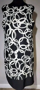 AGB Studio Black White Circle Print Sheath size 12 Zip Back - Picture 1 of 5