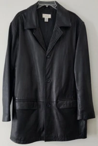 Merona Men''s 3 Quarter Length Genuine Leather Coat Black 2 Front Pockets XL - Picture 1 of 8