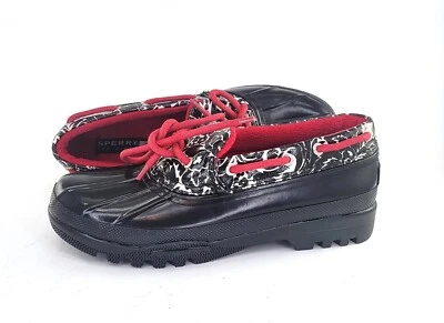 Zapatos SPERRY Top-Sider Duck negros blancos rojos impermeables tobillo bajo para mujer talla 6 Foto 1 de 4