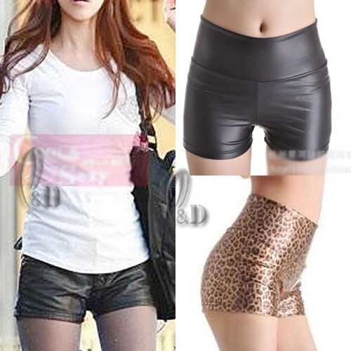 AU SELLER High Waist Leather Look Stretch Shorts Sexy pants  SZ S-L/AU6-14 P132 - image 1 of 1