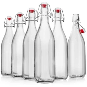 6 Giara Glass Bottles with Stopper Caps for Beverages, Oils, Kombucha, Kefir - Picture 1 of 9