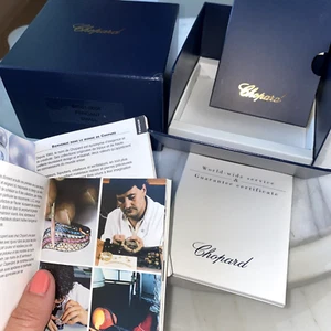 Chopard Navy Blue Leather Pendant Necklace Vintage Outer Box wth 3 Booklets 2003 - Picture 1 of 12