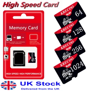 Micro SD 64/128/256/1024GB SDHC Memory Card Mobile Phone Tablet Camera & Adapter - Picture 1 of 17