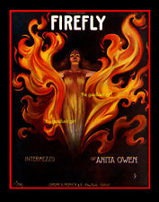 5x7 FIREFLY Vintage 1909 Halloween Sexy Female Witch sheet music Art print