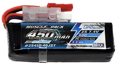 Batería Lipo NHX Muscle Pack 2S 7.4V 450mAh 40C con Conector JST Foto 1 de 4