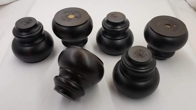 Antiqued Espresso Turned Bun Wood Sofa Couch Chair Furniture Leg Feet 4", 6 Legs - Image 1 of 4