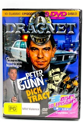 Dragnet Peter Gunn-Dick Tracy 3 Discs 10 Episodes -DVD Series Comedy New - Image 1 of 2