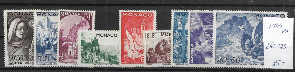 MONACO @    1944  GOOD COMPLETE SET  MNH  € 25.00   LOW START @ 376 - Image 1 of 1