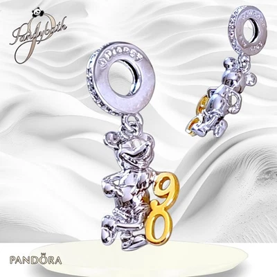 Pandora Silver & 14k Gold Limited Edition Mickey Mouse 90th Annv Charm US SELLER - Image 1 of 4