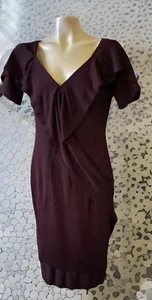 $1095 M Donna Karan black label collection viscose  bodycon burgundy dress - Picture 1 of 15