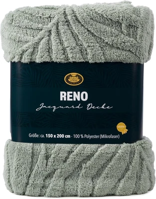 Gözze Jacquard Decke Reno Blatt-Muster Hoch-Tief-Optik 150x200cm - Bild 1 von 4