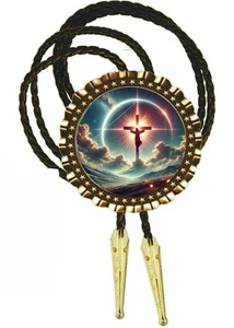 Jesus Christ on the Cross Religious Bolo Tie Gift For Dad Necktie Accessories - Picture 1 of 1