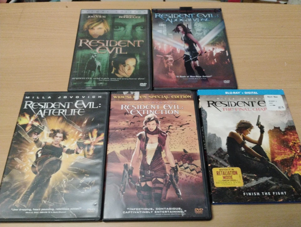 Resident Evil Movie Collection Lot (5 Films, DVD + Blu-ray) – Milla Jovovich... - Image 1 of 1