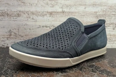 Zapatos mocasines de diseño danés Ecco para hombre talla 9 9,5 cuero nobuck perforado suave Foto 1 de 4