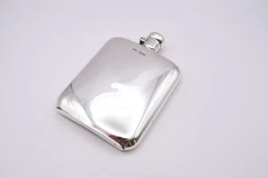 Frasco de cadera grande vintage de plata maciza con sello Sheffield 1942 - Imagen 1 de 17