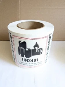 UN3481 Battery Labels 1 500 Count Roll 4 1/2 by 5" NEW.  - Picture 1 of 3