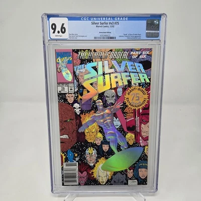 Silver Surfer #v3 #75 CGC 9.6 (1992) Newsstand - Death of Nova WHITE PAGES  - Image 1 of 4