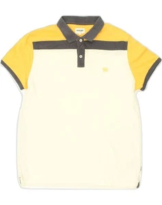 WRANGLER Mens Polo Shirt Large Yellow Colourblock Cotton AM14 - Picture 1 of 3