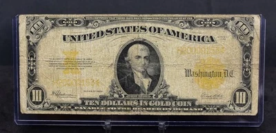 1922 Large Size $10 Gold Certificate VG (B145) - Image 1 of 2