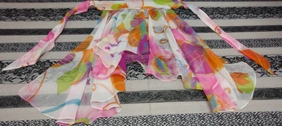 Capa de gasa psicodélica vintage de los años 70 flores hawaianas neón multicolor Foto 1 de 4