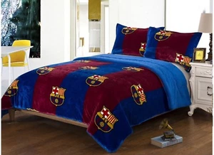 FCB BARCELONA ORIGINAL LICENSED BLANKET WITH SHERPA VERY SOFTY 3 PCS QUEEN SIZE - Picture 1 of 2