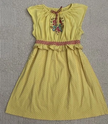 Genuine Kids by Osh Kosh Yellow Dress w/ Embroidery & Polka Dots Girls Size 5T - Image 1 of 4
