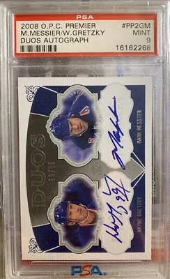 2008-09 O-Pee-Chee Premier /75 Mark Messier Wayne Gretzky PSA 9 Auto HOF POP 2 - Image 1 of 3