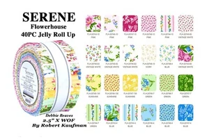 Robert Kaufman 40PC Jelly Roll Up SERENE Floral Flower house Fabric 2.5" X WOF - Picture 1 of 1