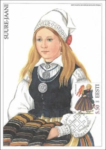 National Costume Suure-Jaani Regional Dress Estonia Estland Mint Maxi FDC 2002 - Picture 1 of 1