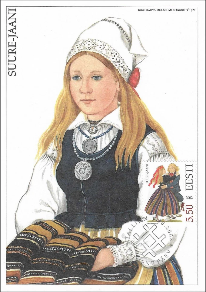 National Costume Suure-Jaani Regional Dress Estonia Estland Mint Maxi FDC 2002 - Image 1 of 1