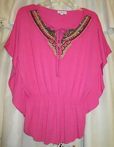 Neu ohne Etikett Joseph A DAMEN M feminines exotisches Oberteil Perlen kurze Dolmanärmel W Stretch  - Bild 1 von 5