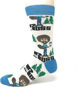Men's Novelty Bob Ross Crew Socks, Funny Socks Crazy Socks, Fun Casual Dress - Picture 1 of 2