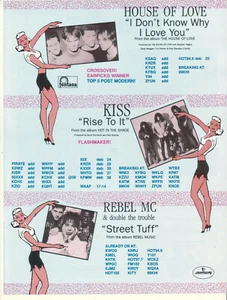 Kiss- Rise To It/House Of Love- I Don''t Know/Rebel MC 1990 Ad   advertisement - Picture 1 of 1