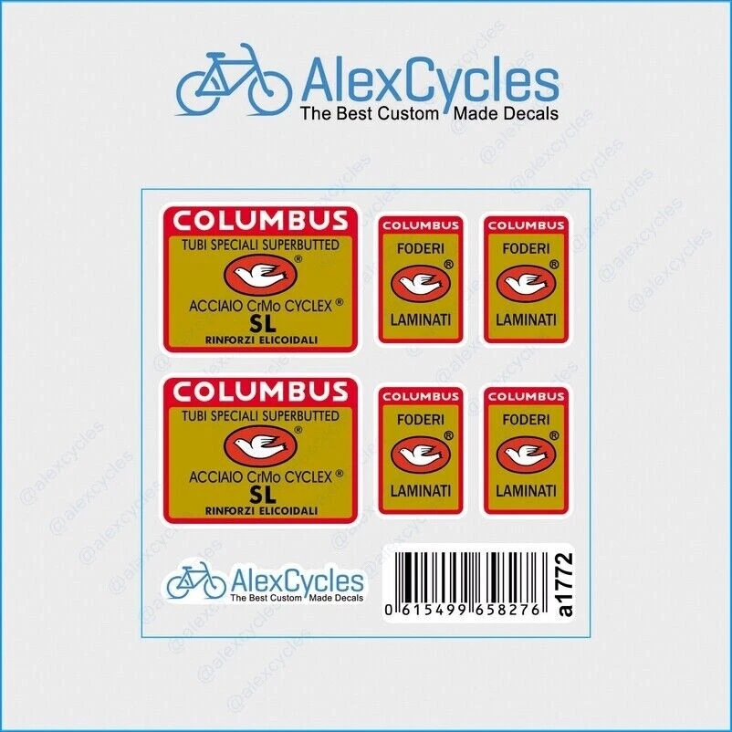 Calcomanías adhesivas para cuadro y horquilla de bicicleta Columbus SL Rinforzi Elicoidali Tubi Foderi Foto 1 de 1