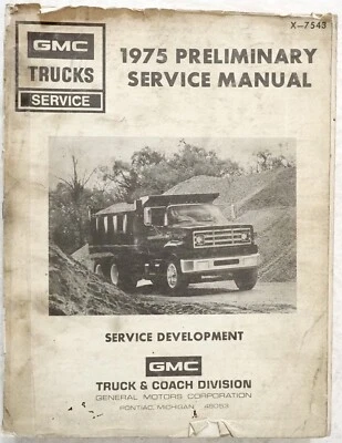 GMC All Trucks Suburban Jimmy Van 1975 manual de reparación de servicio de taller preliminar Foto 1 de 4