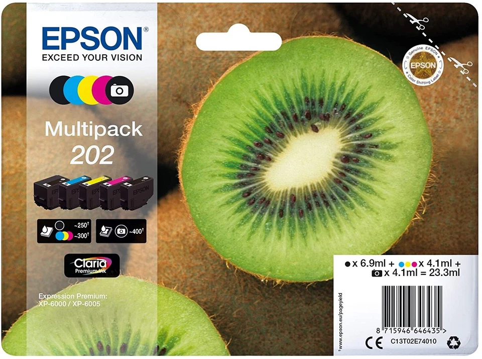 CARTUCCIA EPSON 202 KIWI ORIGINALE - MULTIPACK COLORI - Immagine 1 di 1