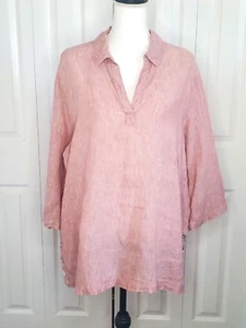 Sigrid Olsen Linen Popover Tunic Blouse Shirt Top Womens 1X Lagenlook Minimalist - Picture 1 of 8