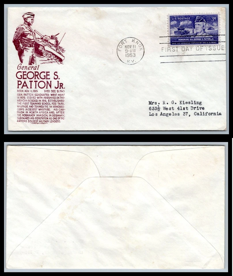 US FDC # 1026 3c General Patton  Anderson brown Addressed 1953, 9p7274 - Image 1 of 1