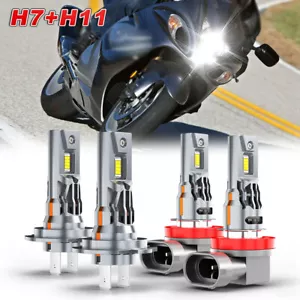 4x H7+H11 LED Headlight Bulbs 6000K For Suzuki Hayabusa GSX1300R 2008-2017 2019 - Picture 1 of 16