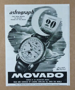 1949 Movado Astrograph Watch vintage print Ad
