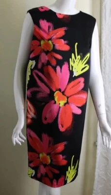NUEVO CON ETIQUETAS IC Connie K Talla S Floral Art-to-Wear Vestido Vaina Flor Hecho en EE. UU. Negro Foto 1 de 4